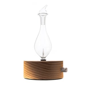 Fresh Aromas Nebulizing Aromatherapy Glass Diffuser, Round Tall Stem, Beech Wood as seen on linenlavenderlife com