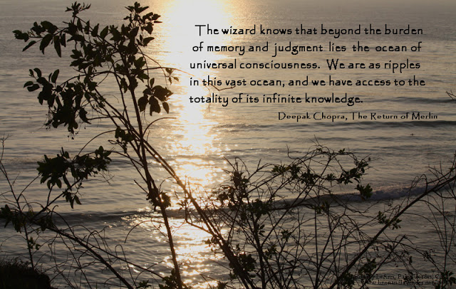 Deepak Chopra quote from The Return of Merlin, image by LeAnn - Palos Verdes CA for linenlavenderlife com